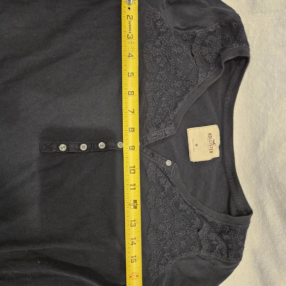 Y2k Hollister Dark Blue Lace Accent Shirt - Picture 6 of 6